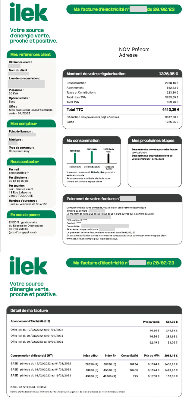 facture ilek