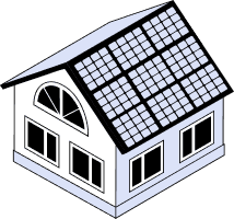 maison blanche avec des panneaux solaires sur le toit